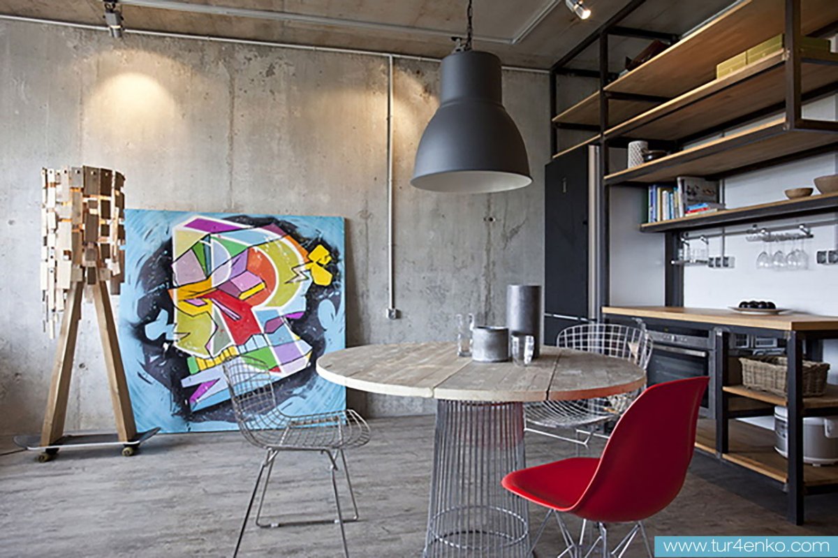 Гостиная в бетонном стиле