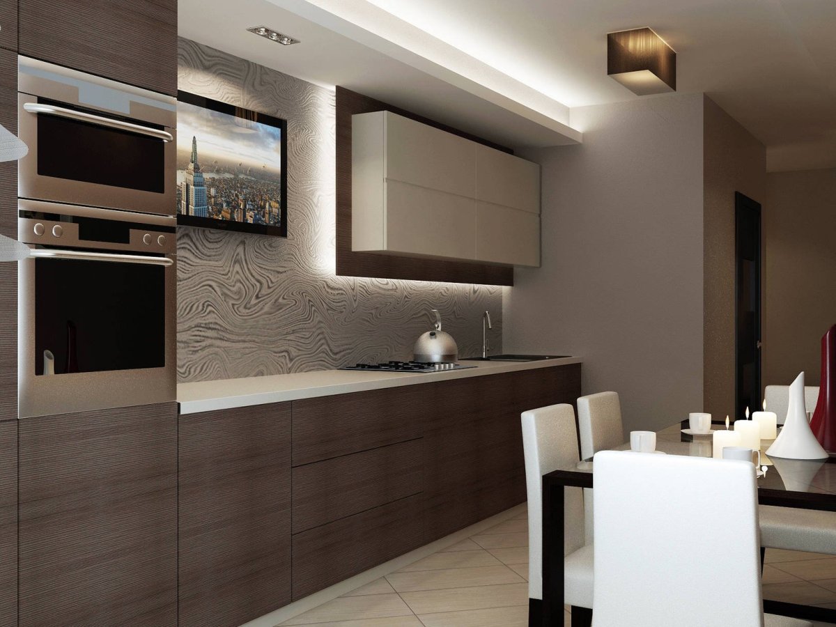 Кухня в коричневых тонах в современном стиле