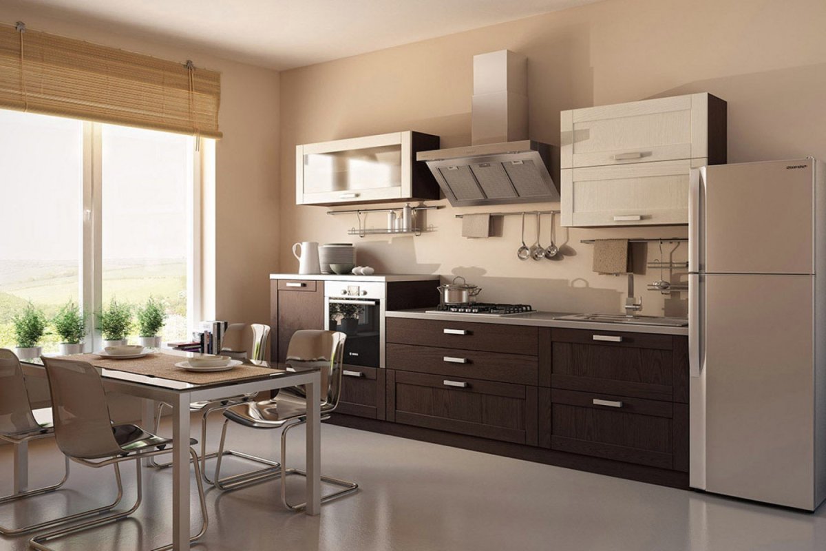 Кухня венге с бежевым в интерьере