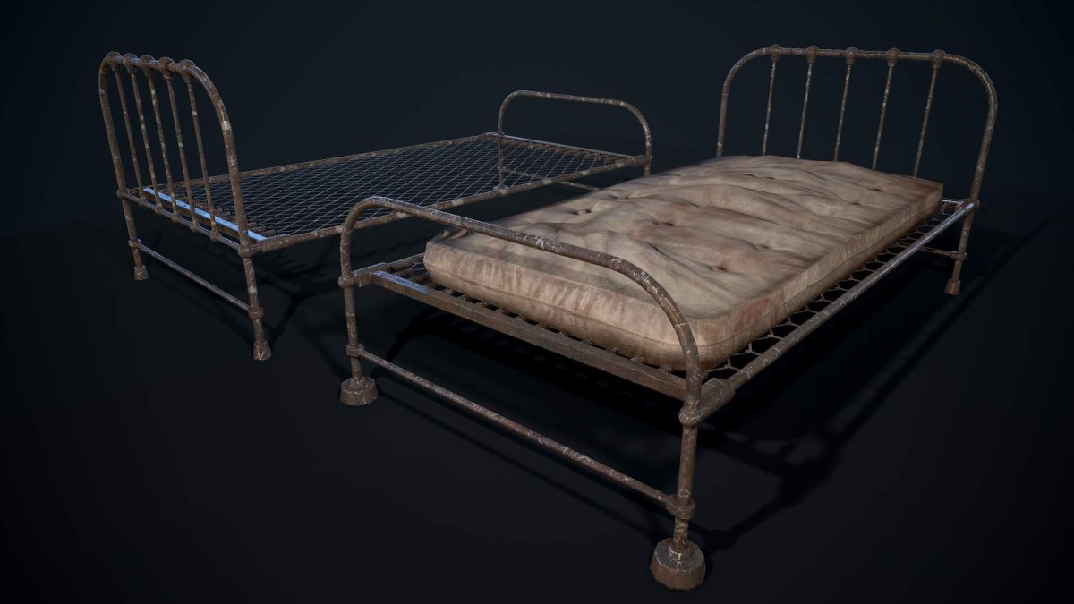 Старая комната с кроватью