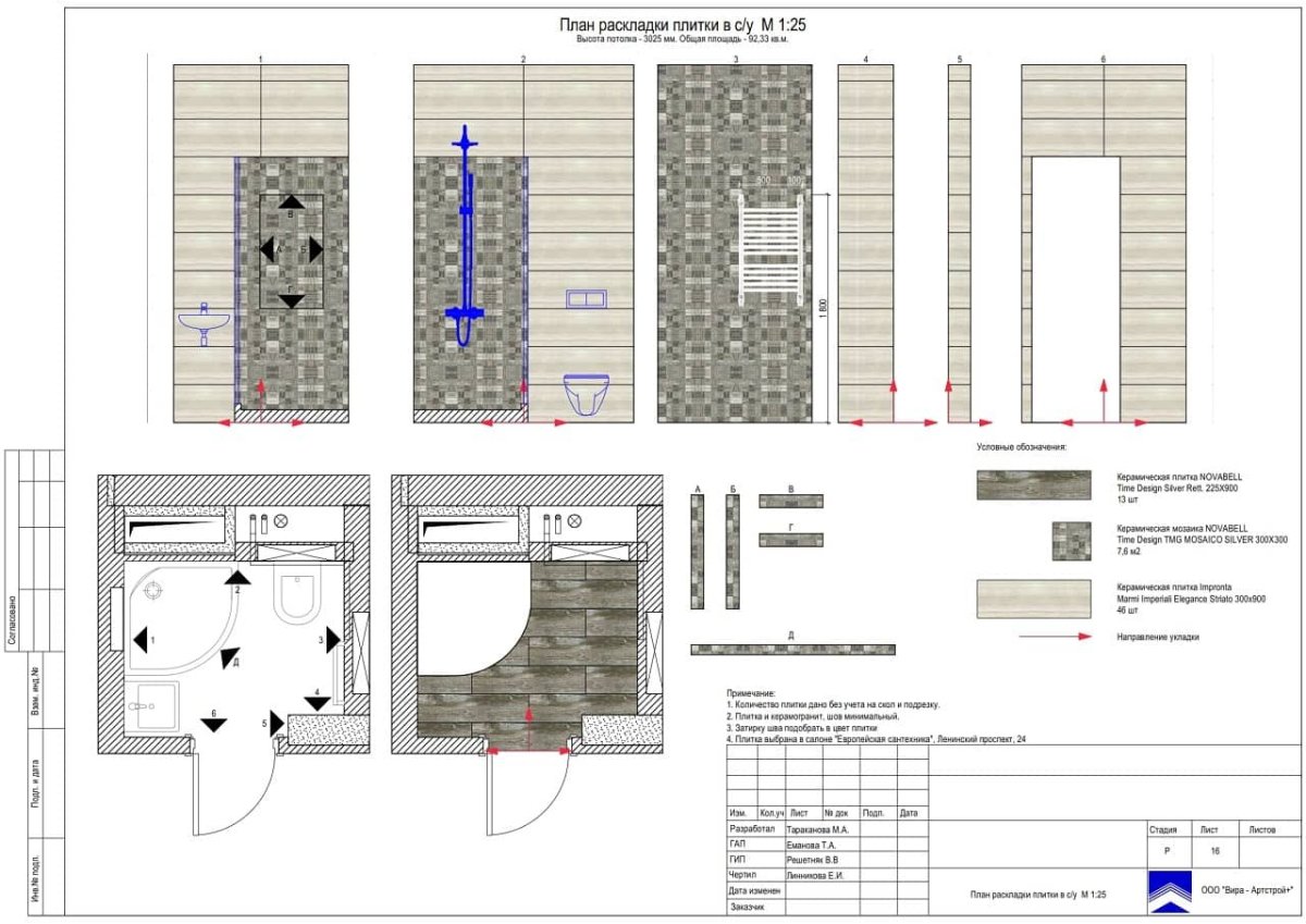 Схема раскладки плитки в ванной комнате