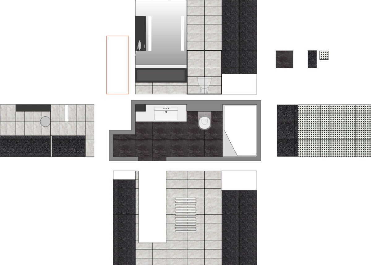 Раскладка керамической плитки 500х125