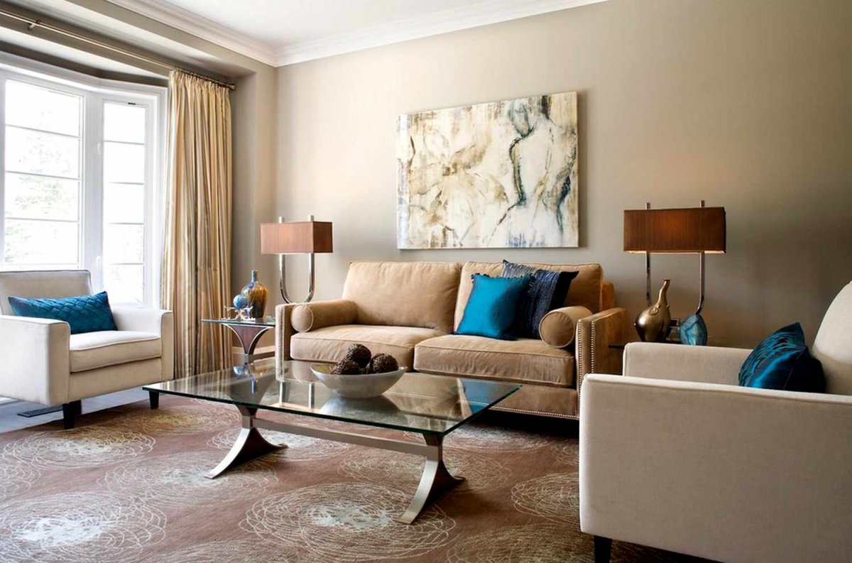 Сине бежевая спальня