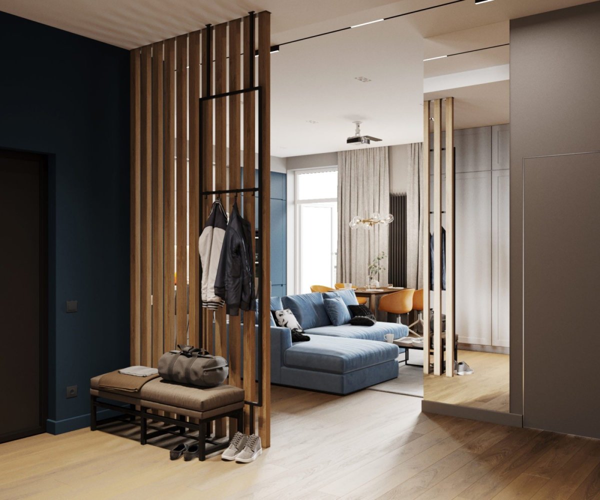 Перегородка из бруса для зонирования