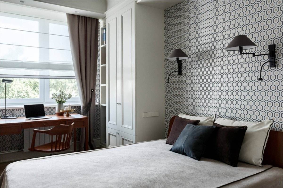 Монохромные обои в интерьере