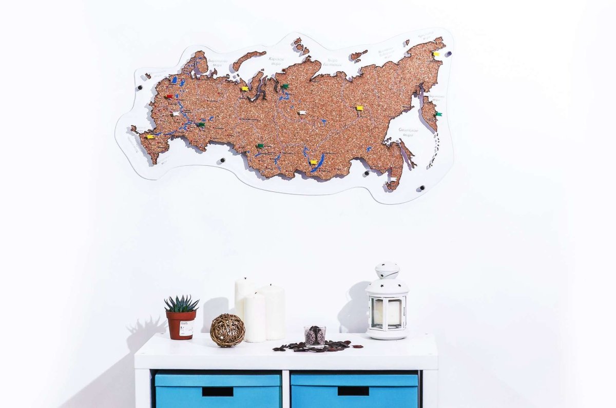 Карта РФ пробковая