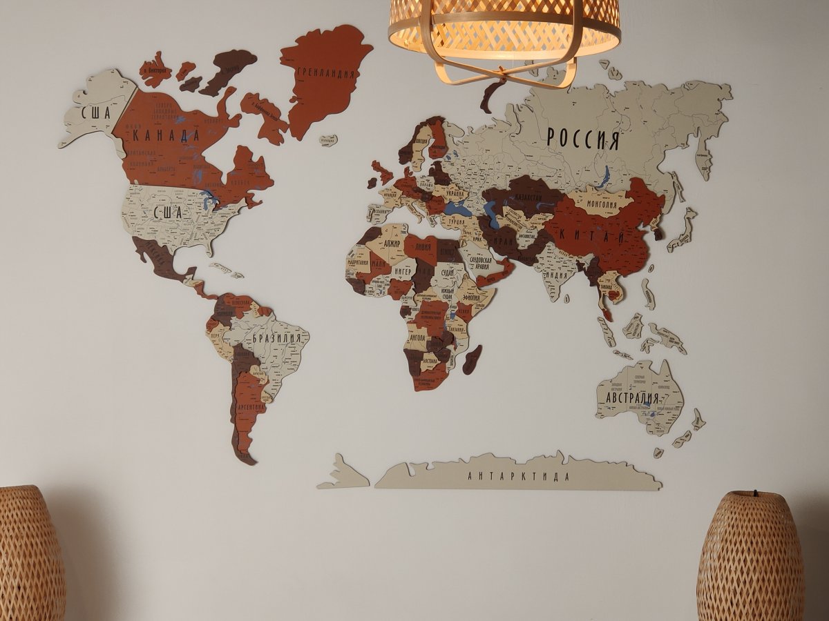 Многоуровневая карта мира на стену купить