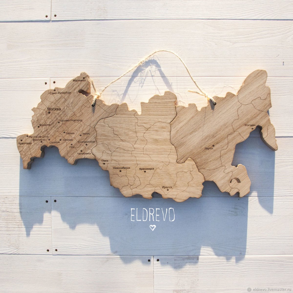 Деревянная карта России на стену