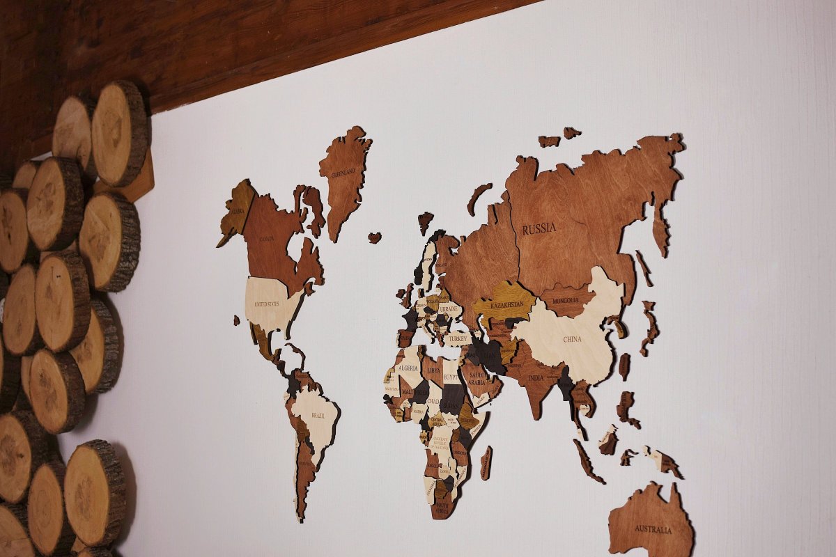 World Map Wall decoration Brown 180 х 108 см