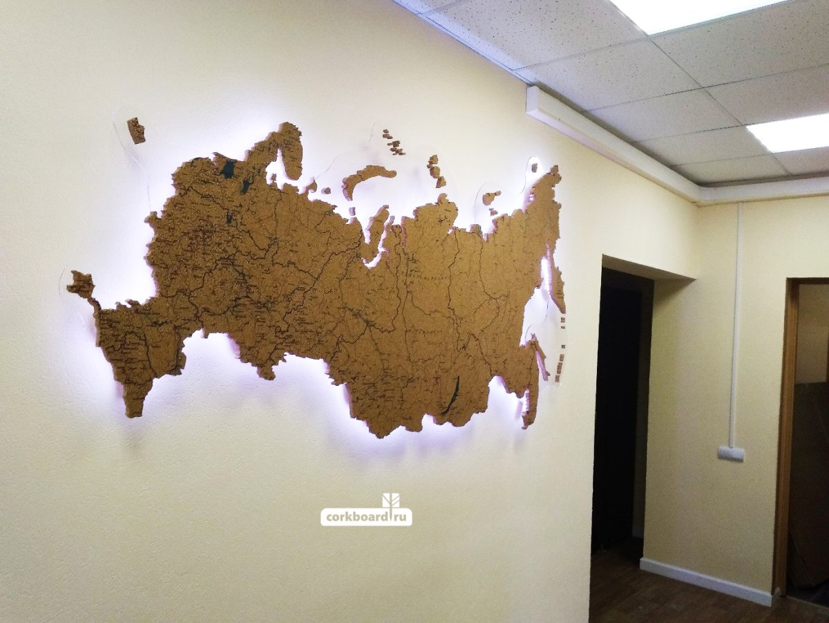 Пробковая карта России на стену