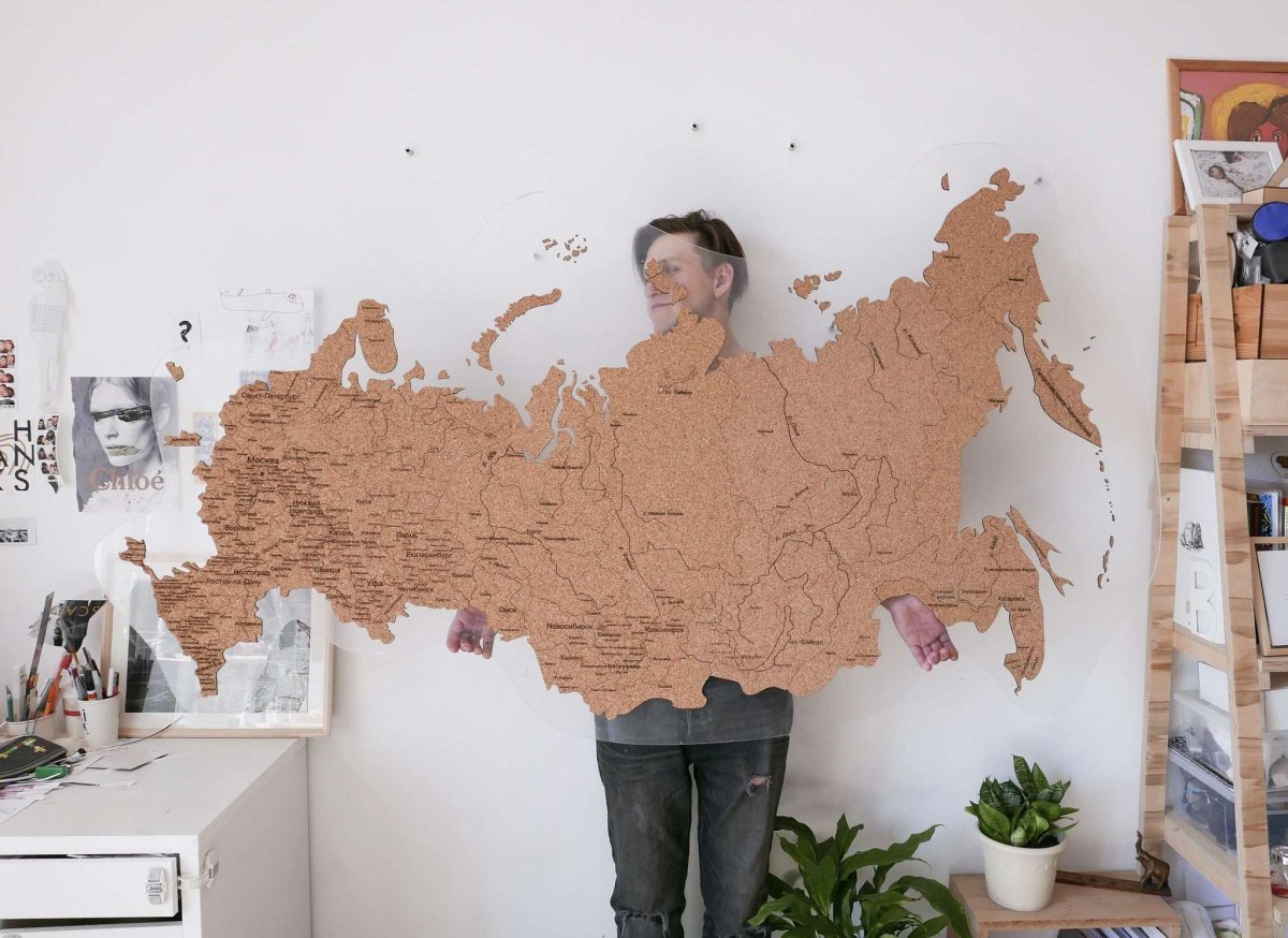 Карта РФ пробковая