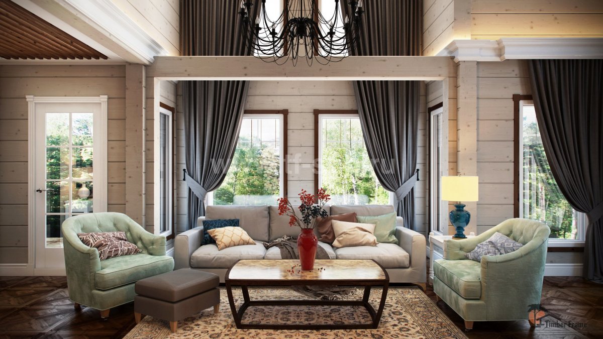 Шторы в бревенчатом доме