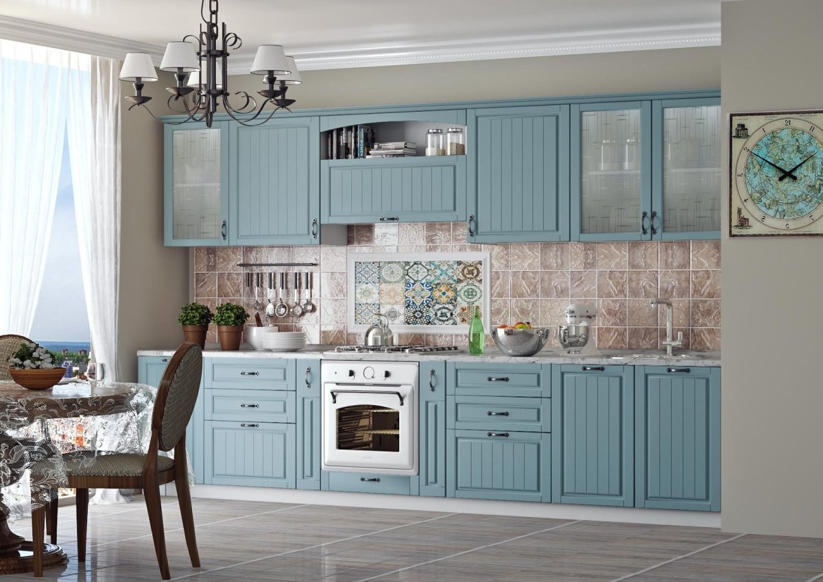 Синяя кухня в стиле Прованс