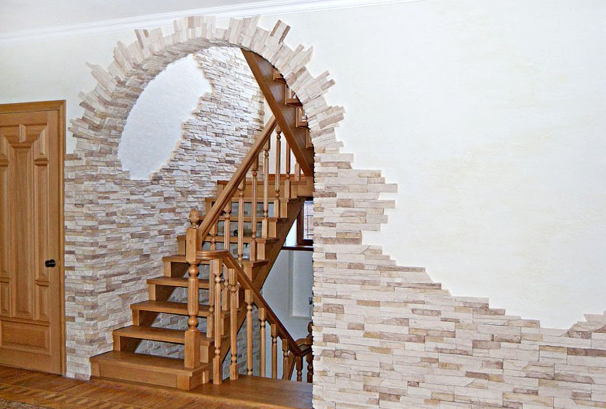 Отделка откоса двери искусственным камнем