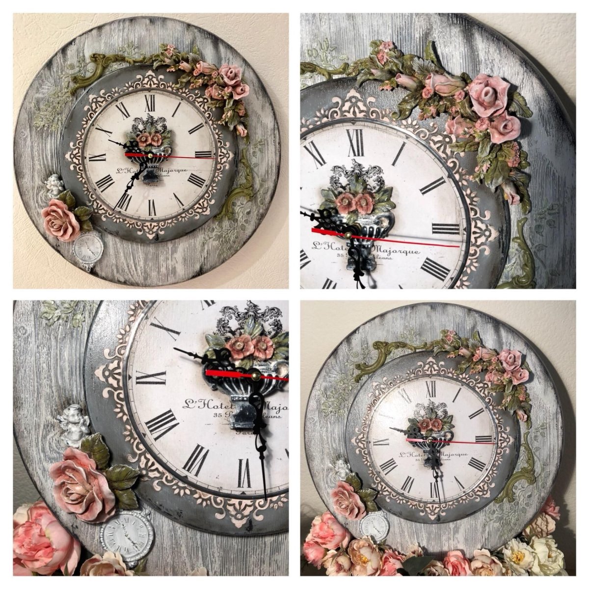 Часы на досках декупаж