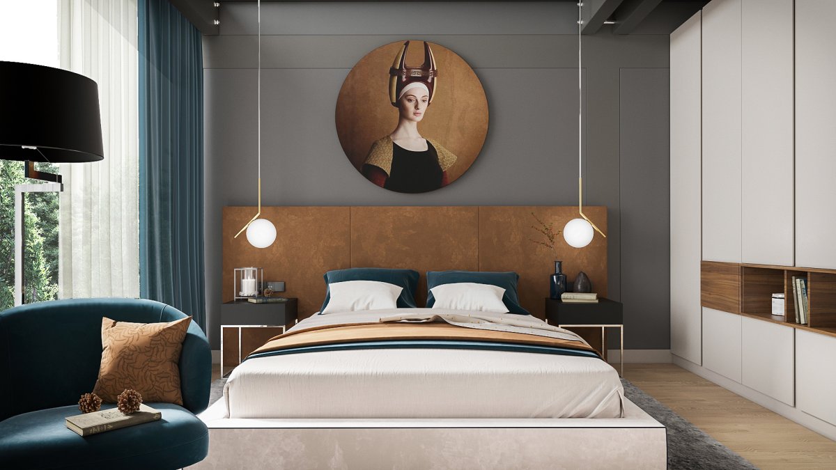 Светильники над кроватью в спальне