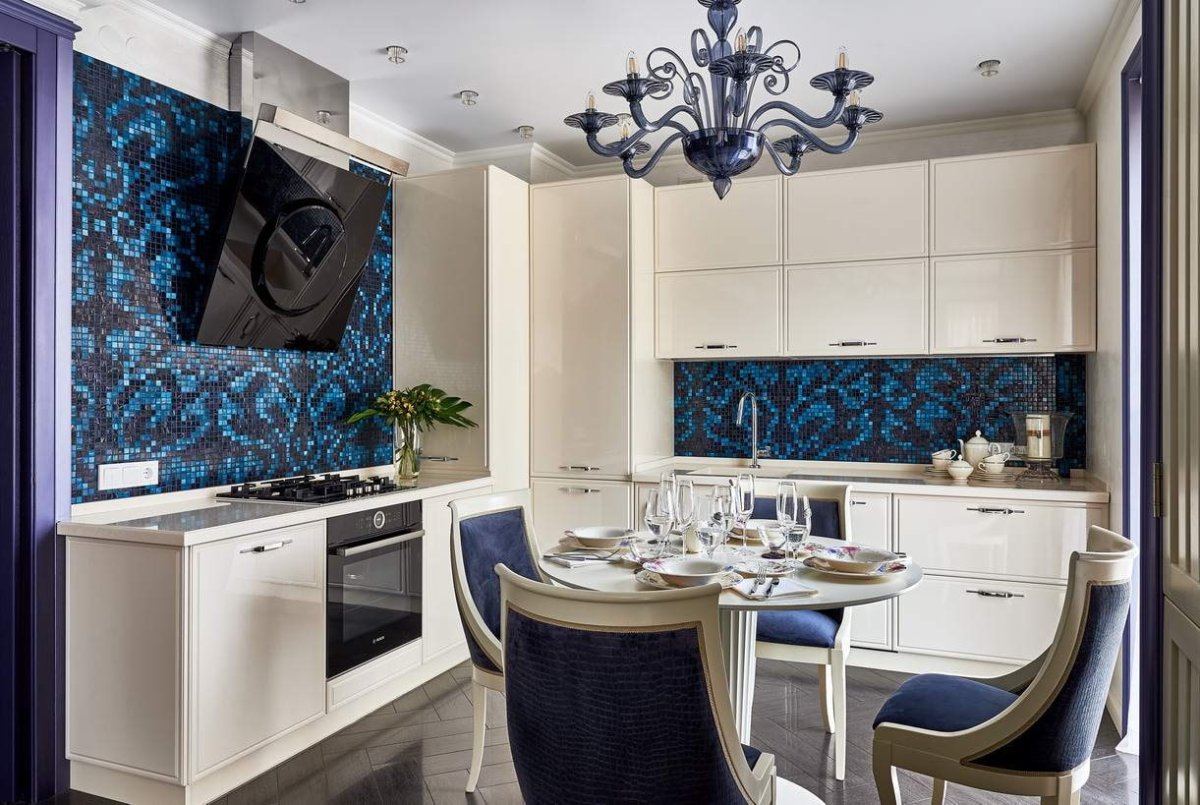 Кухня в русском стиле Гжель