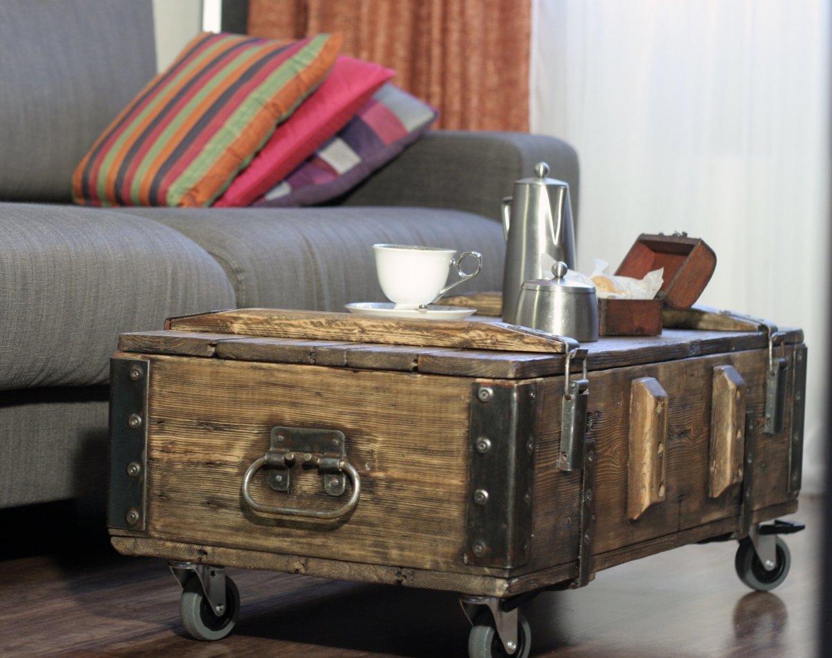 Старые чемоданы в интерьере