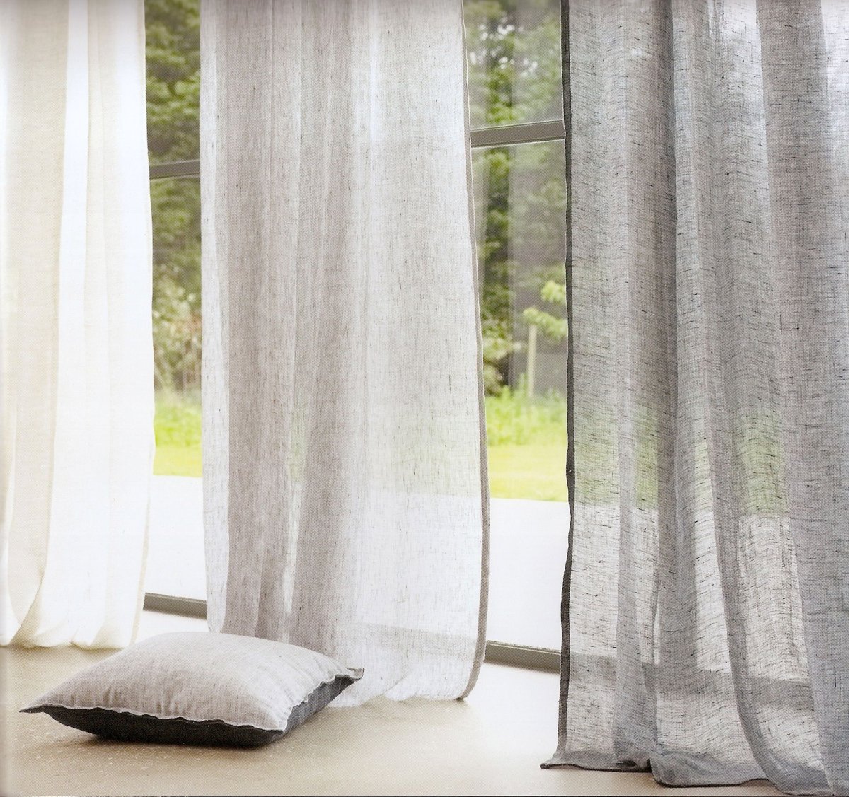 Белые льняные занавески