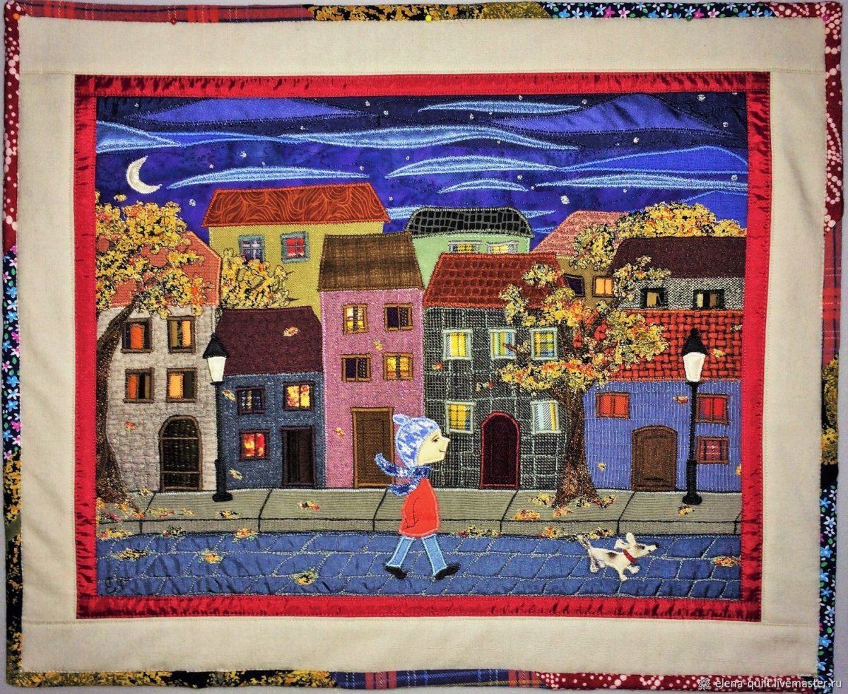 Вышитое лоскутное панно в стиле Прованс