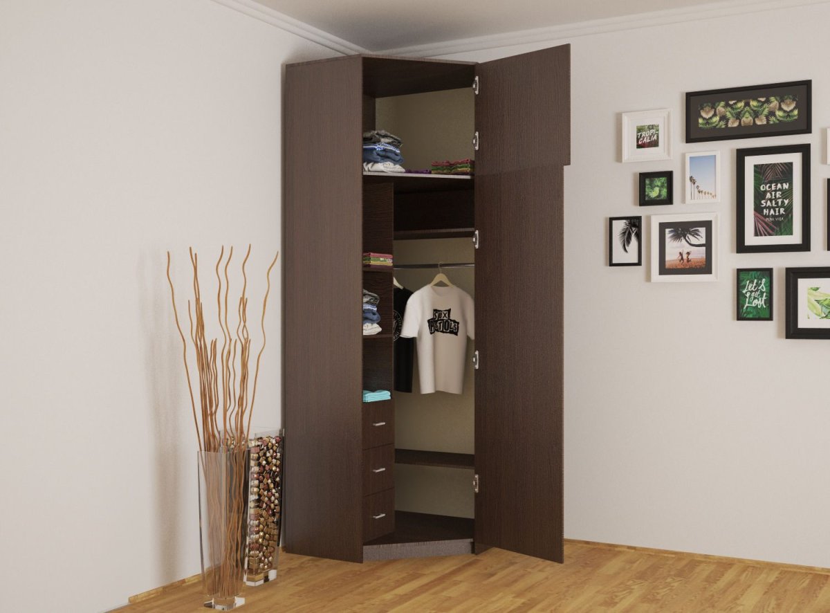 Шкаф-купе угловой в гостиную из черного стекла