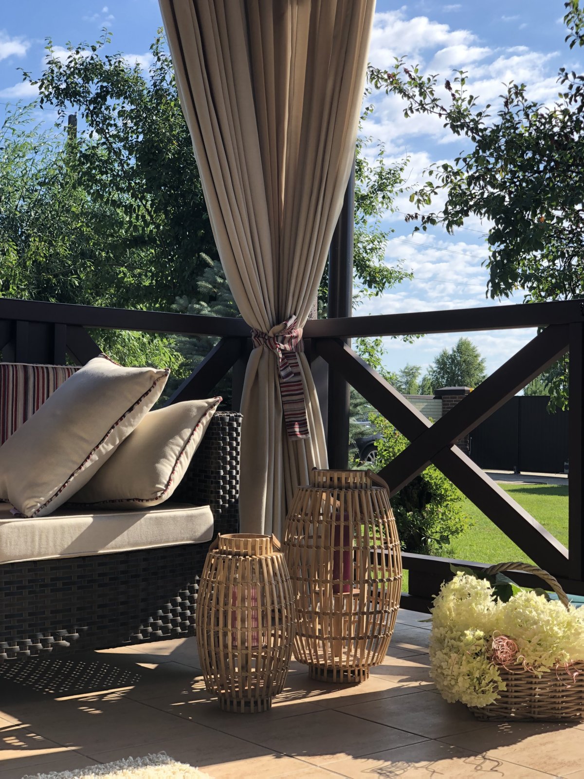 Шторы из Мешковины для беседки