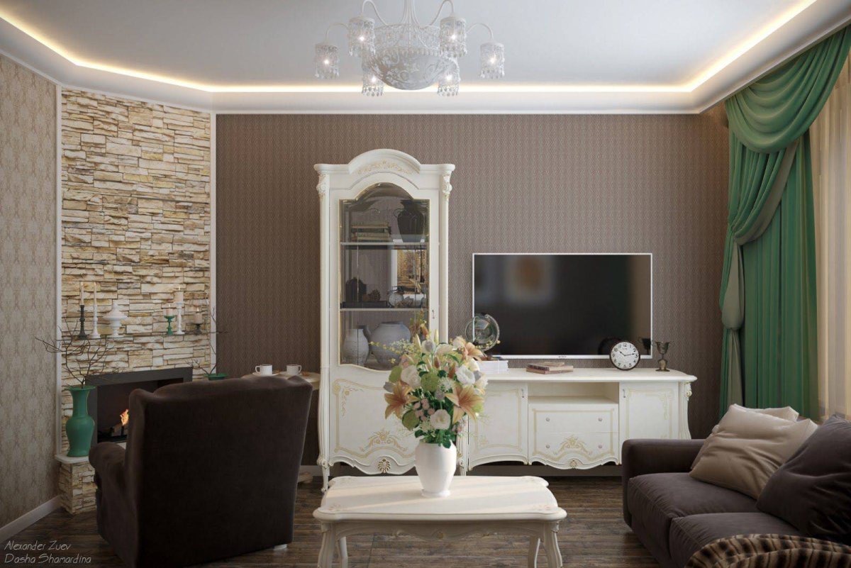 Гостиная с акцентной стеной