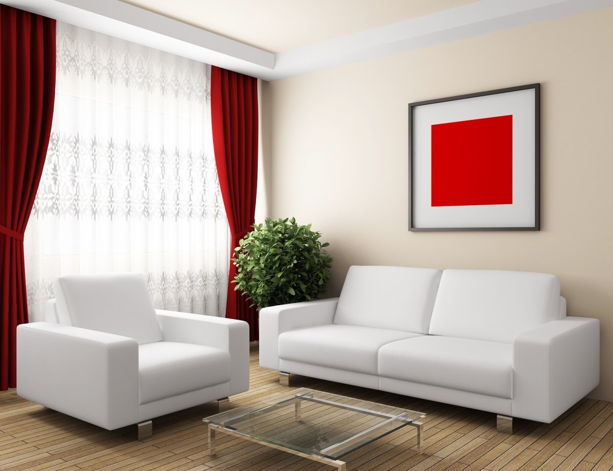 Шторы в эркере для гостиной в современном стиле