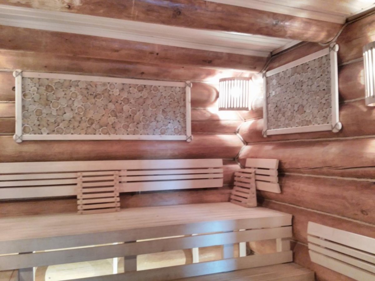 Отделка бани можжевельником