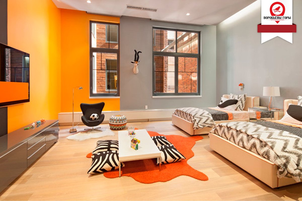 Оранжевый в интерьере