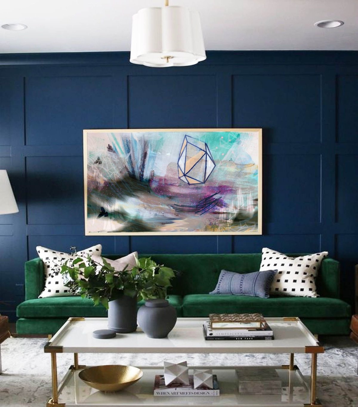 Сине зеленые стены в интерьере