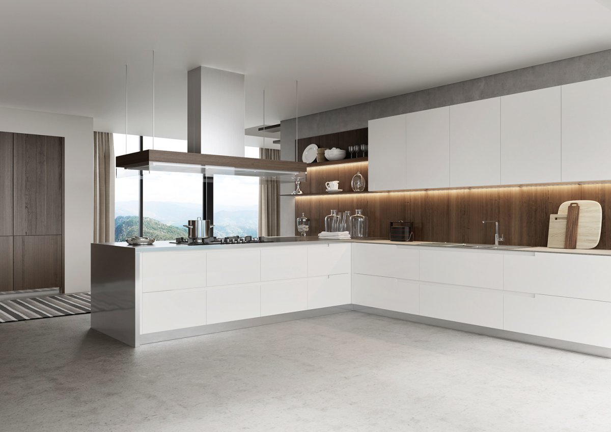 Кухня Алвик с интегрированными ручками