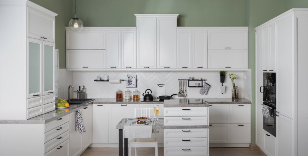 Кухня Ньюпорт белый Леруа