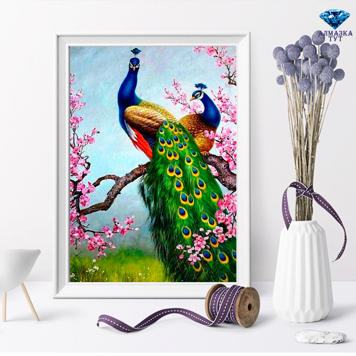 Алмазная Павлин алмазная мозаика