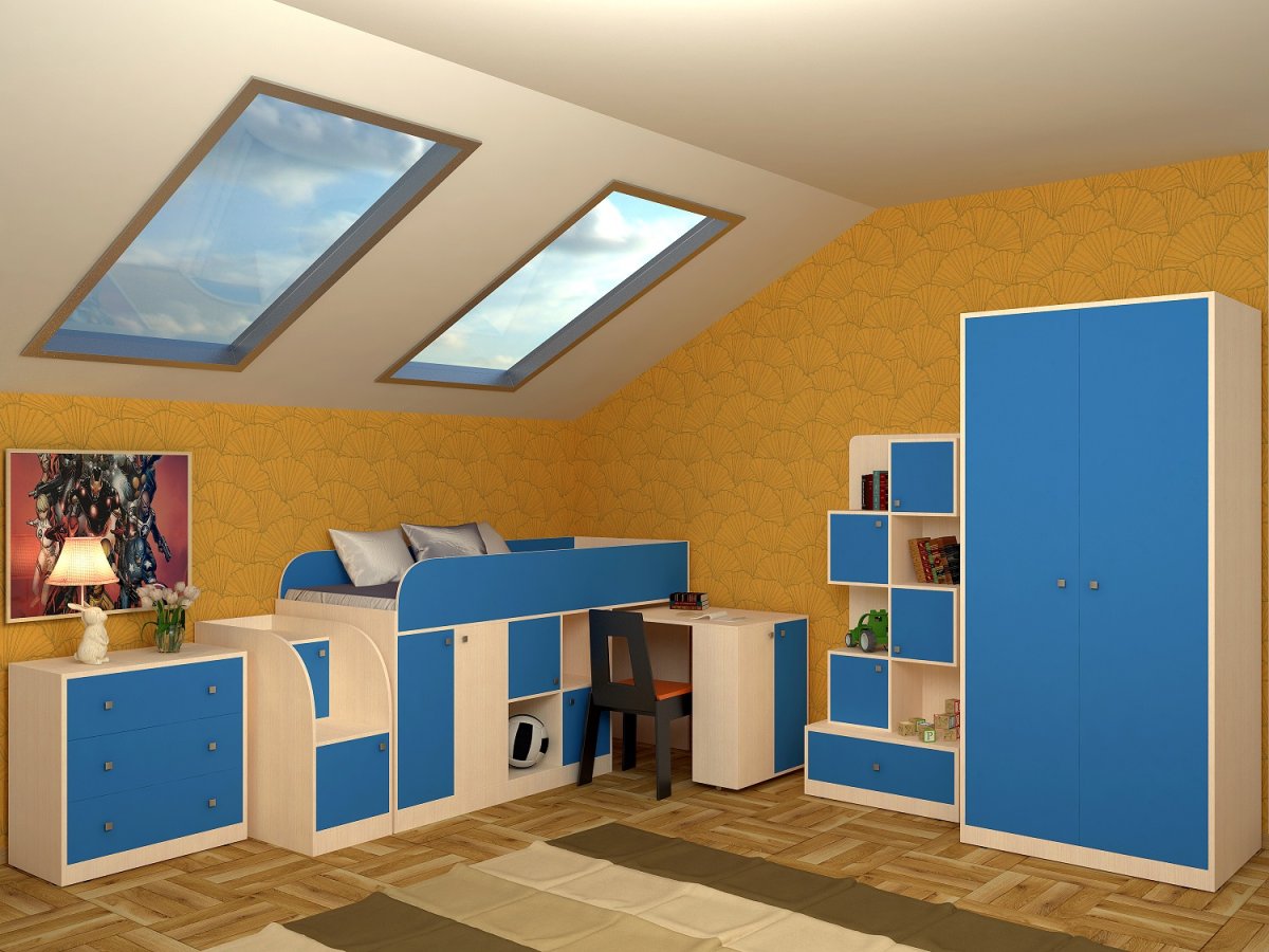 Интерьер детской на мансарде