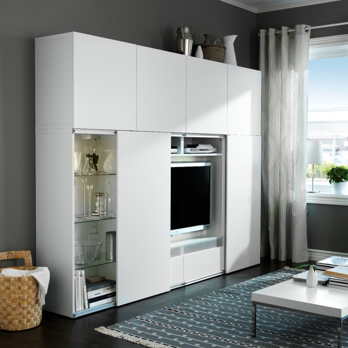 Стенка под телевизор икеа белая 2011