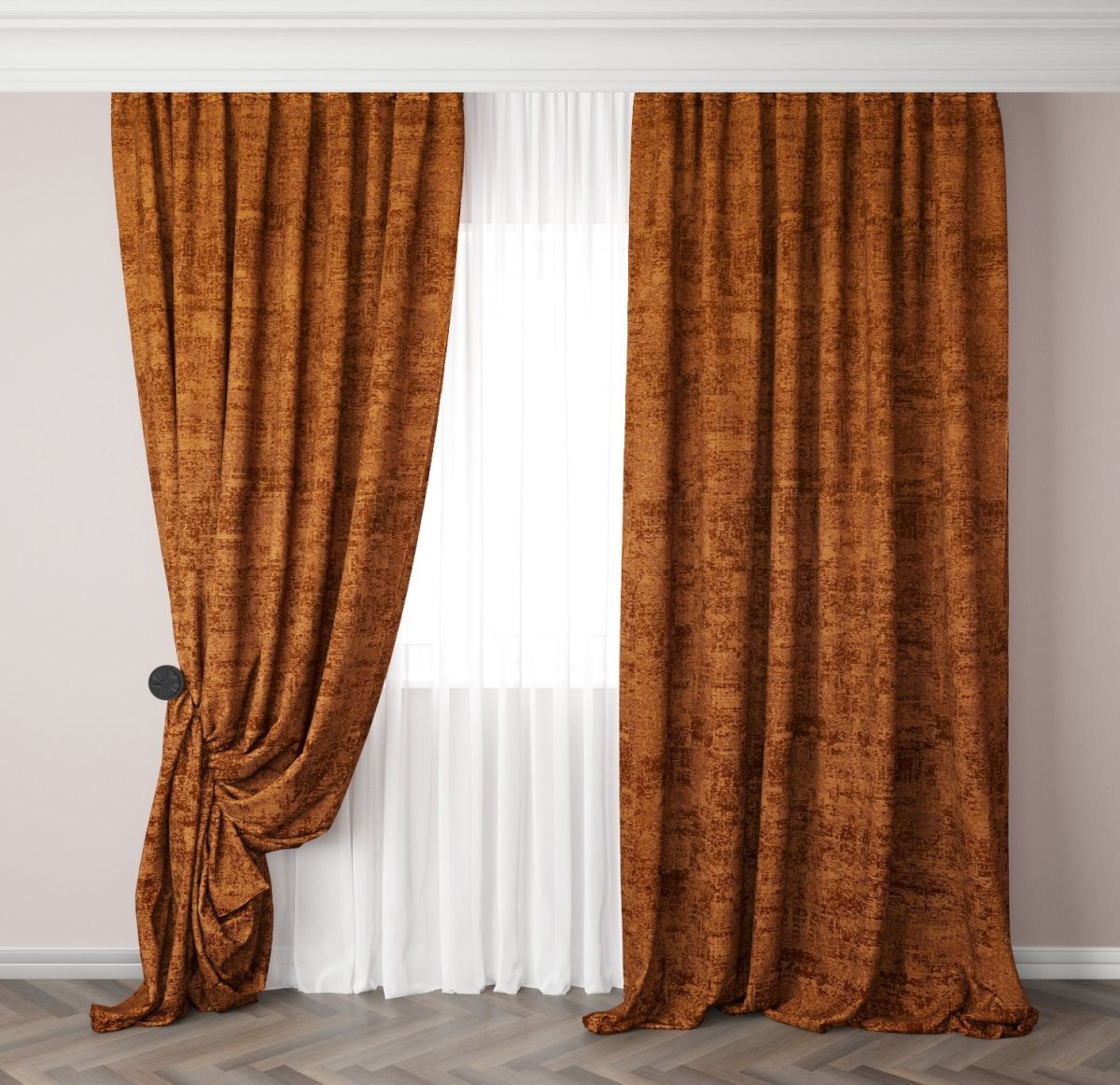 Двухцветные оранжевые шторы