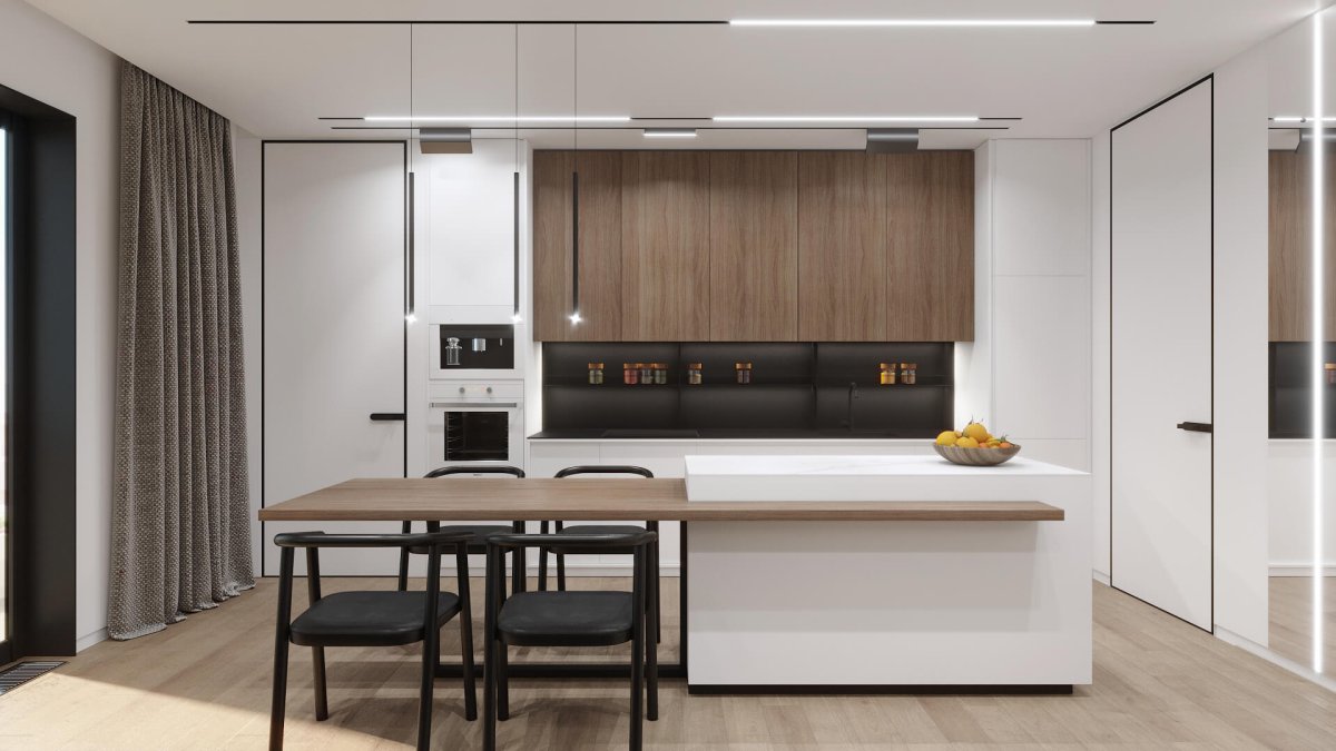 Кухня эмаль матовая 3200 ( фасад RAL 7012, каркас Пикард)