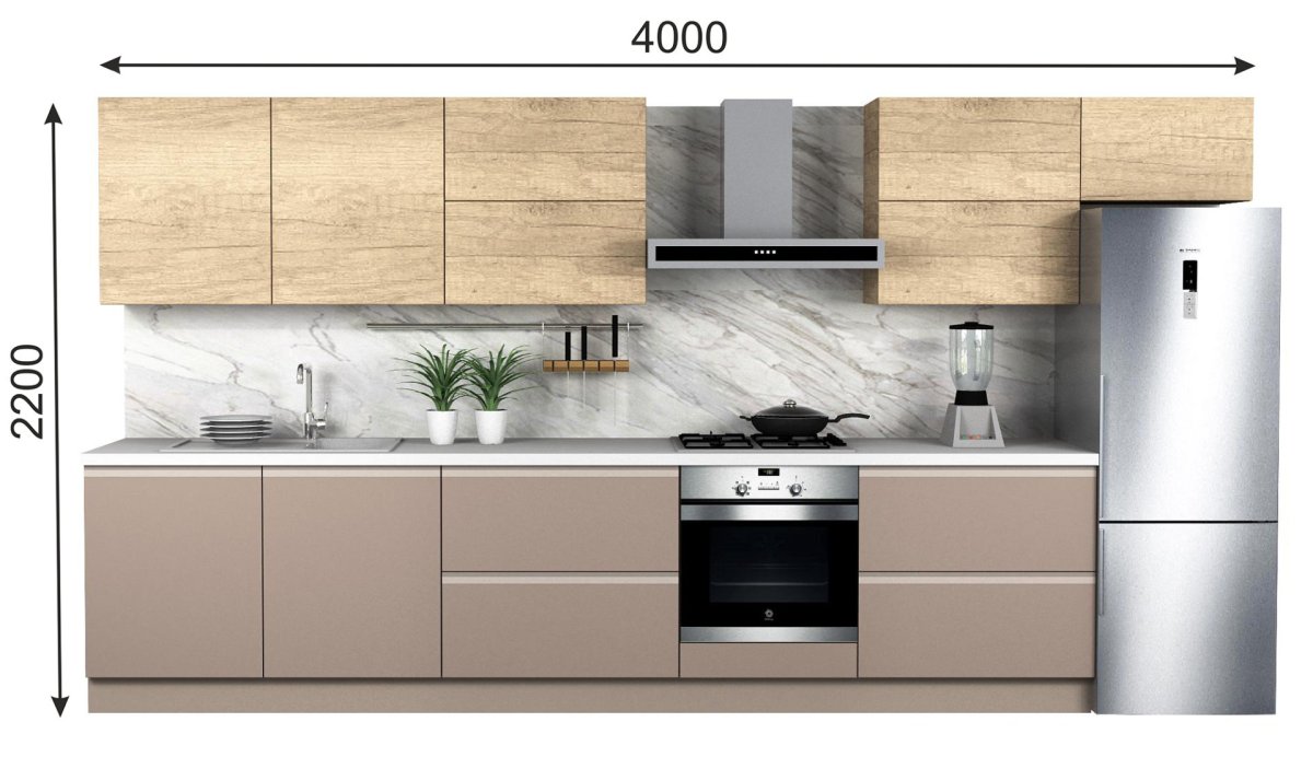 Кухня с фасадами Эггер кашемир серый