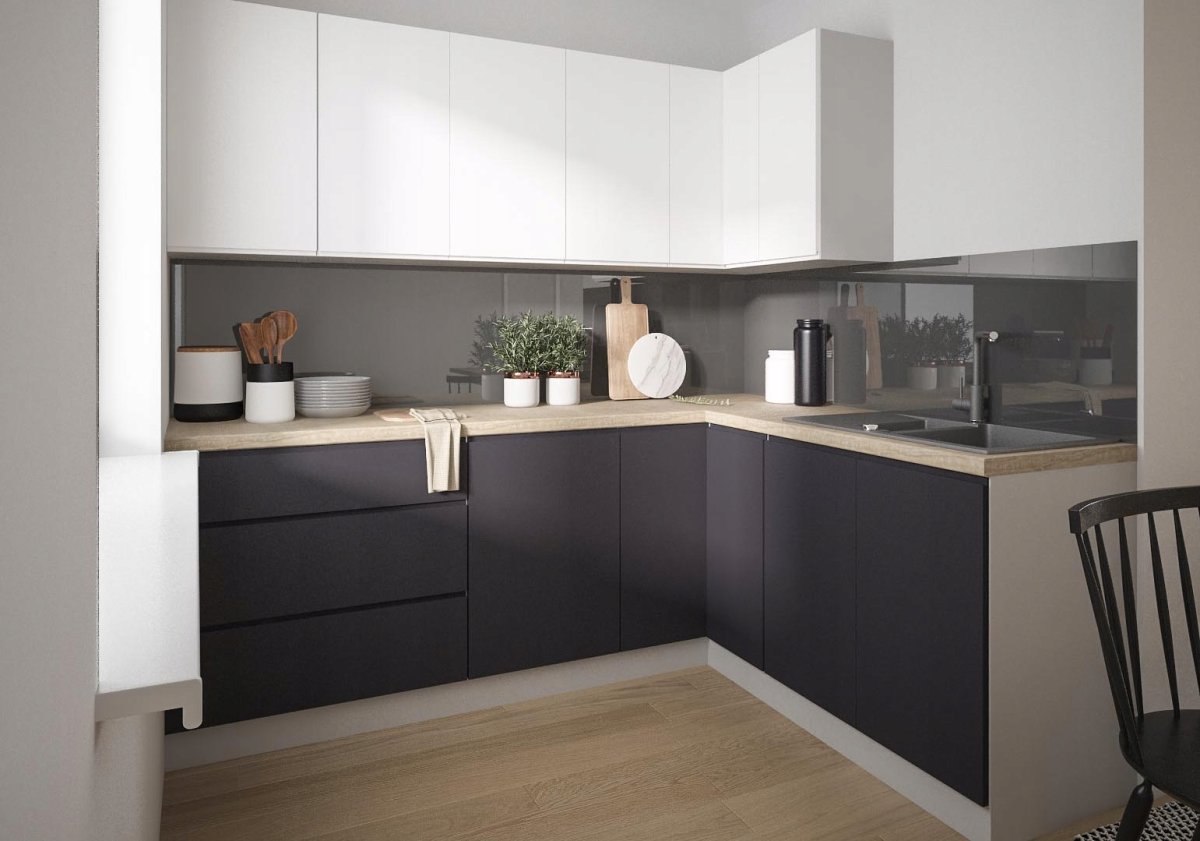 Кухня бежевая матовая