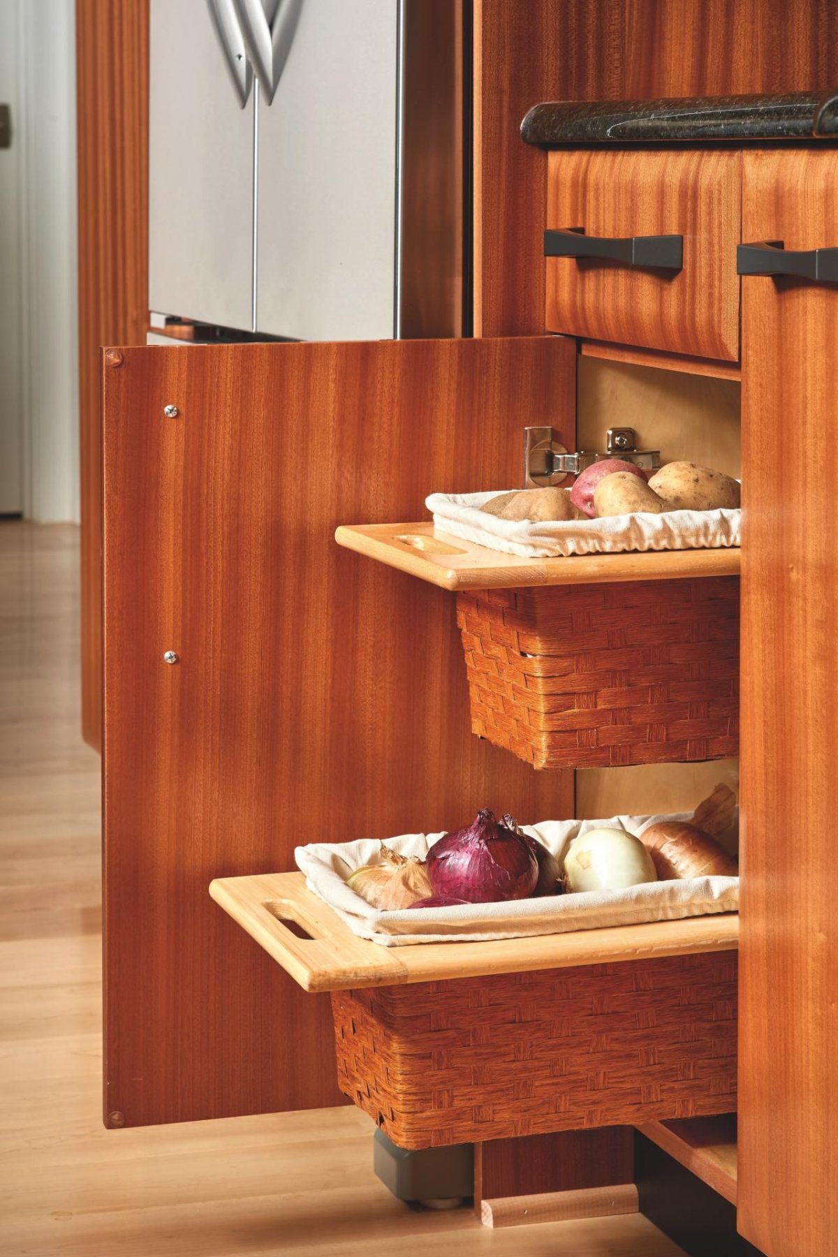 Выдвижные корзины для овощей на кухню