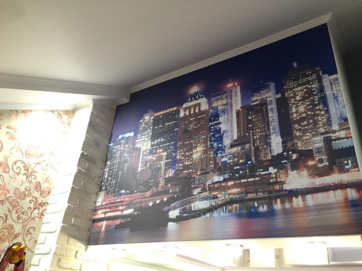 Натяжной потолок на стену с фотопечатью