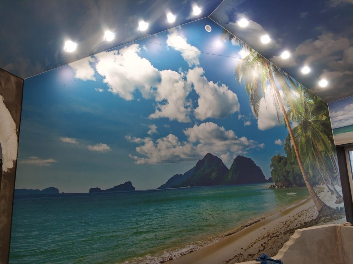 Натяжная стена с фотопечатью и подсветкой