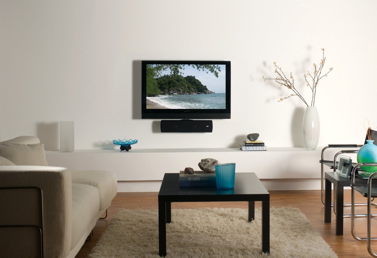 Телевизор с консолью в интерьере