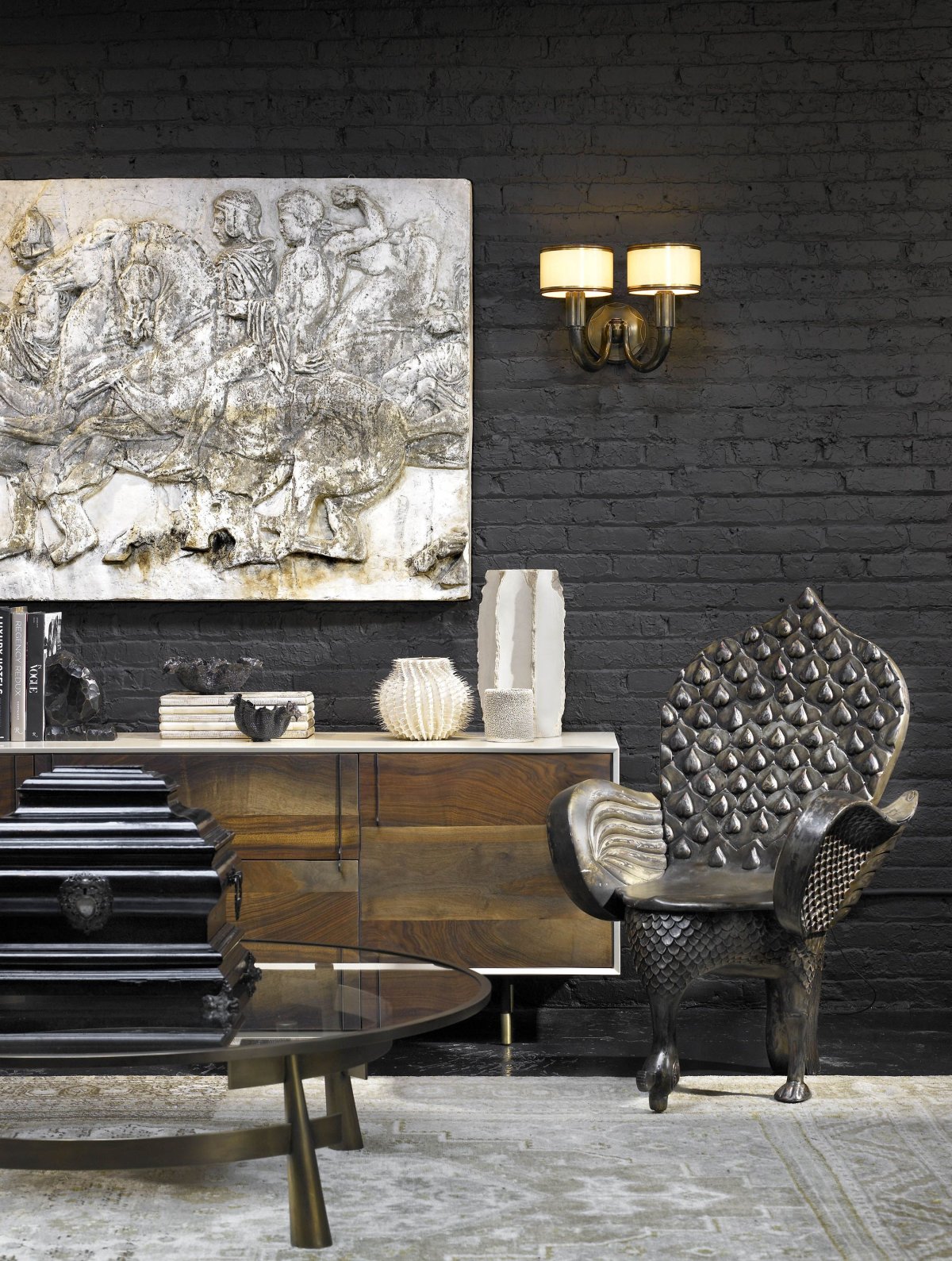 Серый кирпич в интерьере