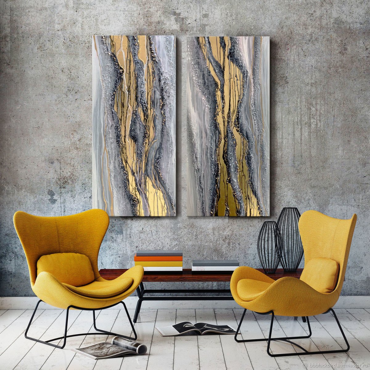 Интерьерные картины с золотом