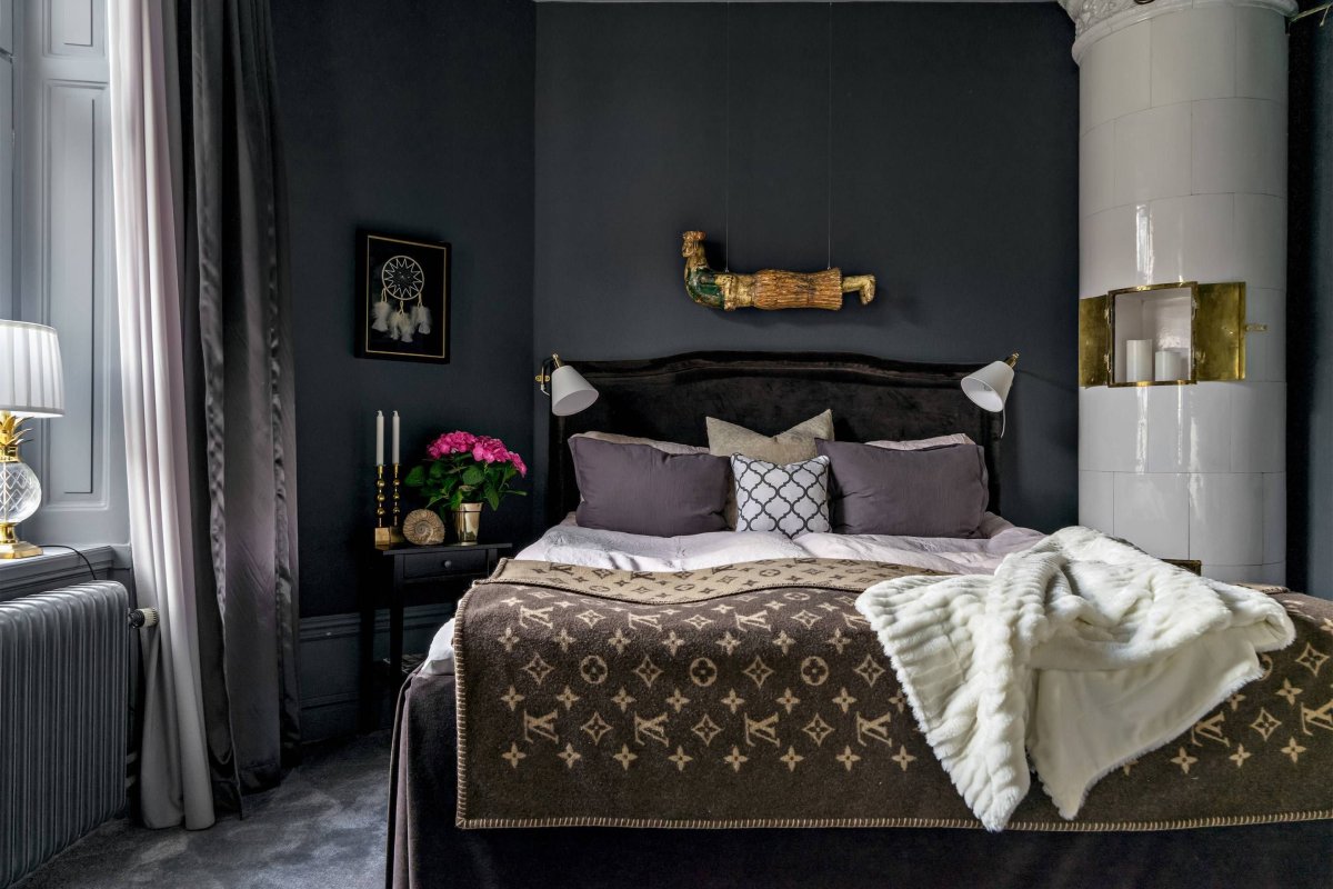 Спальня серый с золотом