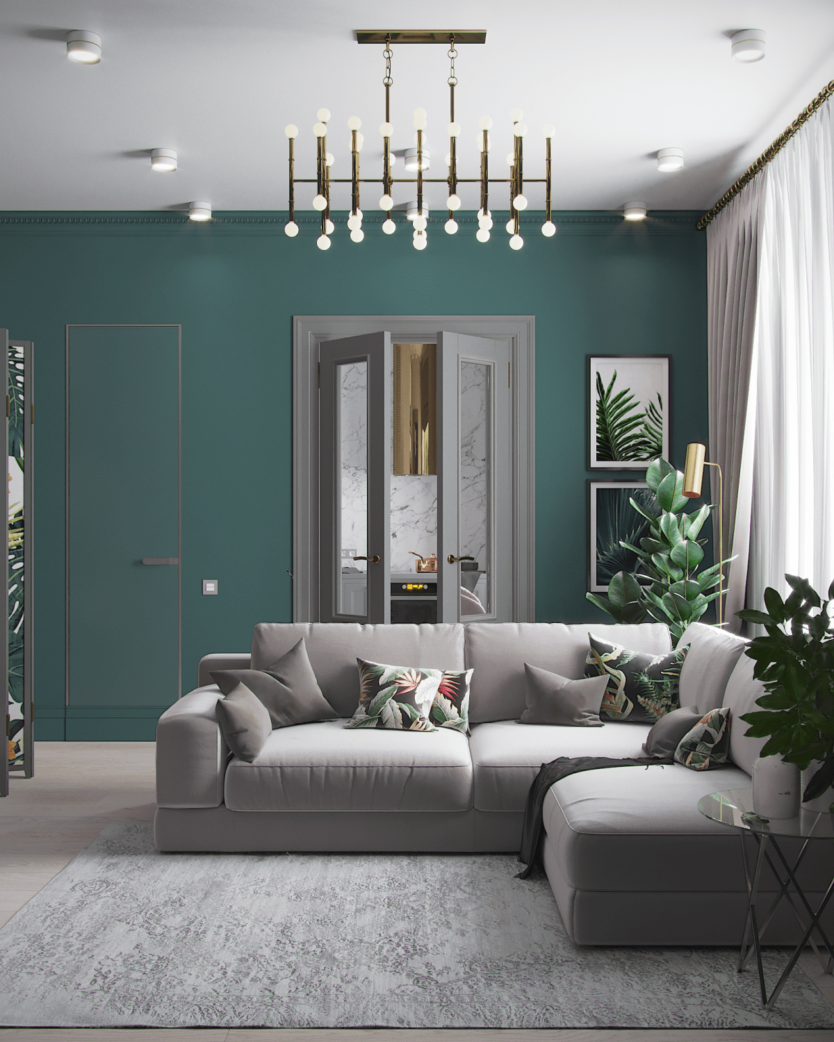 Гостиная в зеленом стиле