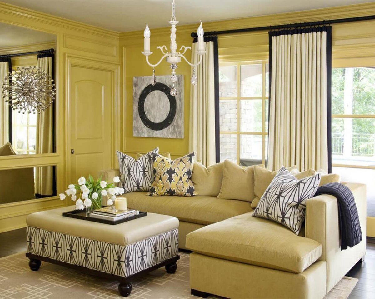 Шторы синие с бежевым