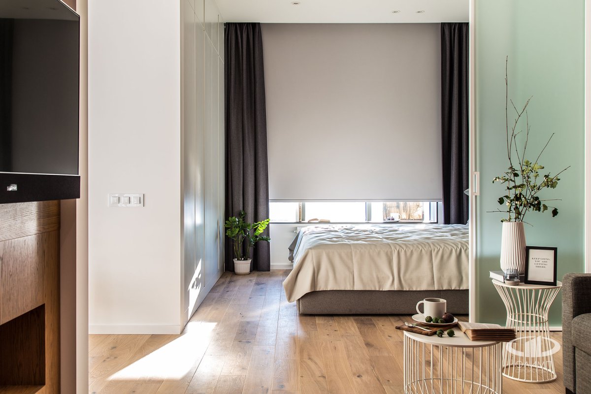 Зонирование рулонными шторами